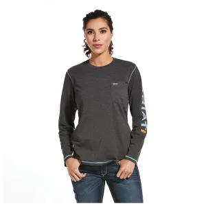 10032907 Ariat Women's Rebar Workman Logo T-Shirt - Charcoal Heather