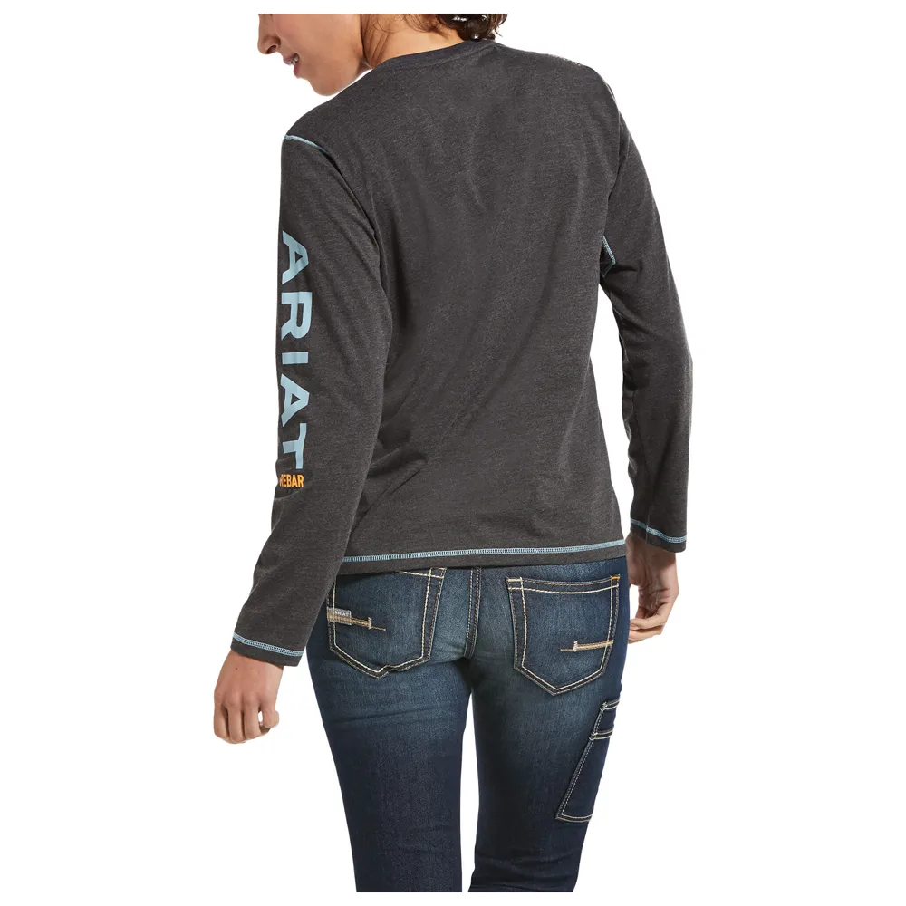10032907 Ariat Women's Rebar Workman Logo T-Shirt - Charcoal Heather