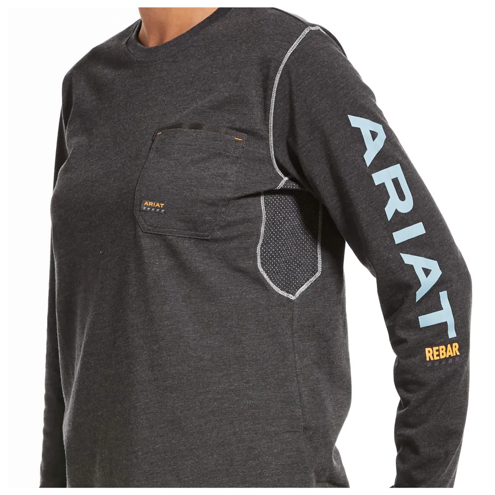 10032907 Ariat Women's Rebar Workman Logo T-Shirt - Charcoal Heather