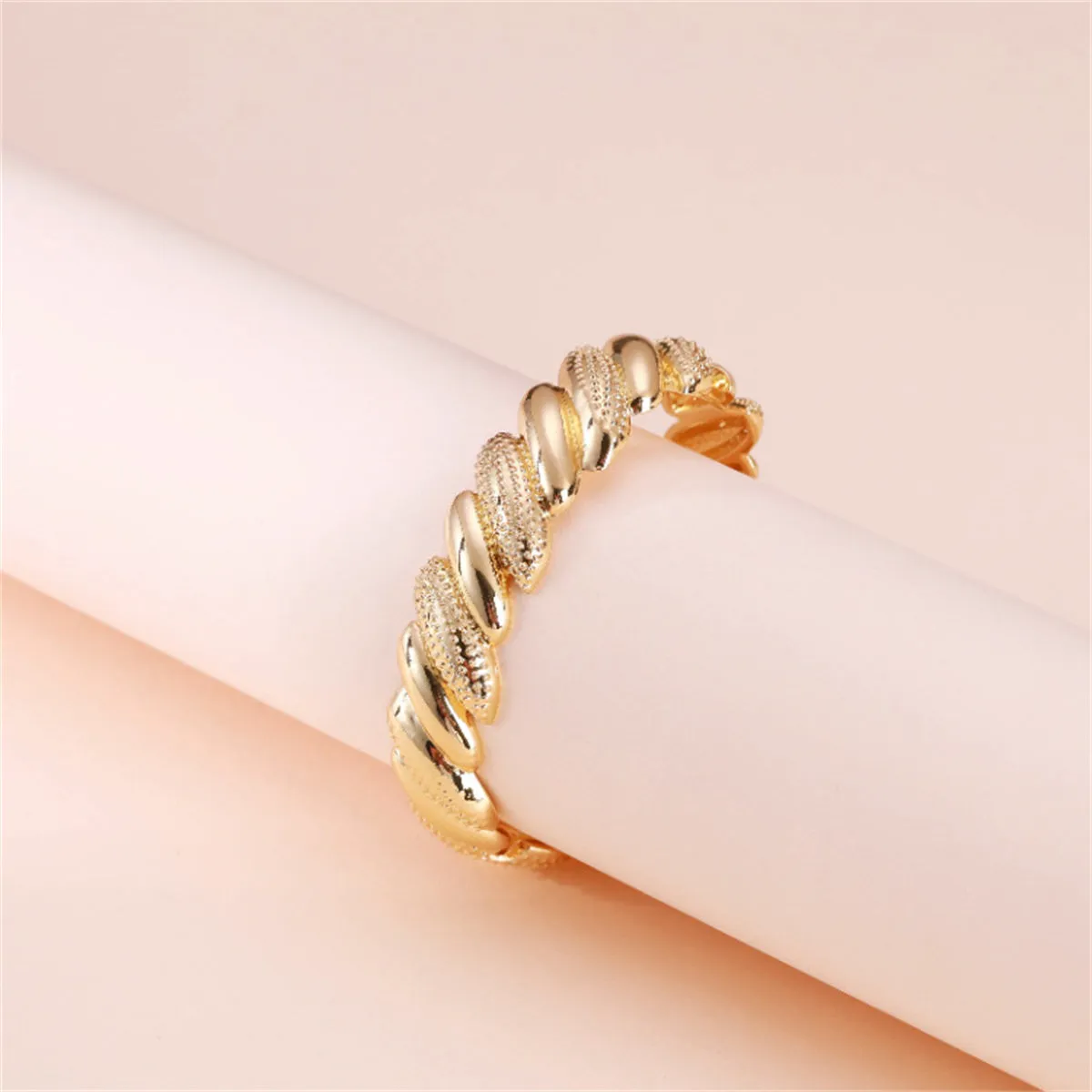 18K Gold-Plated Milgrain Rope-Twist Hinge Bangle
