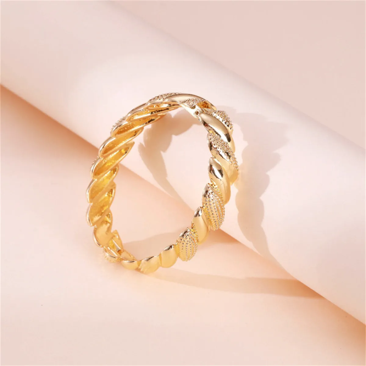 18K Gold-Plated Milgrain Rope-Twist Hinge Bangle