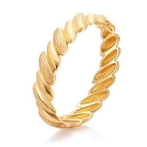 18K Gold-Plated Milgrain Rope-Twist Hinge Bangle