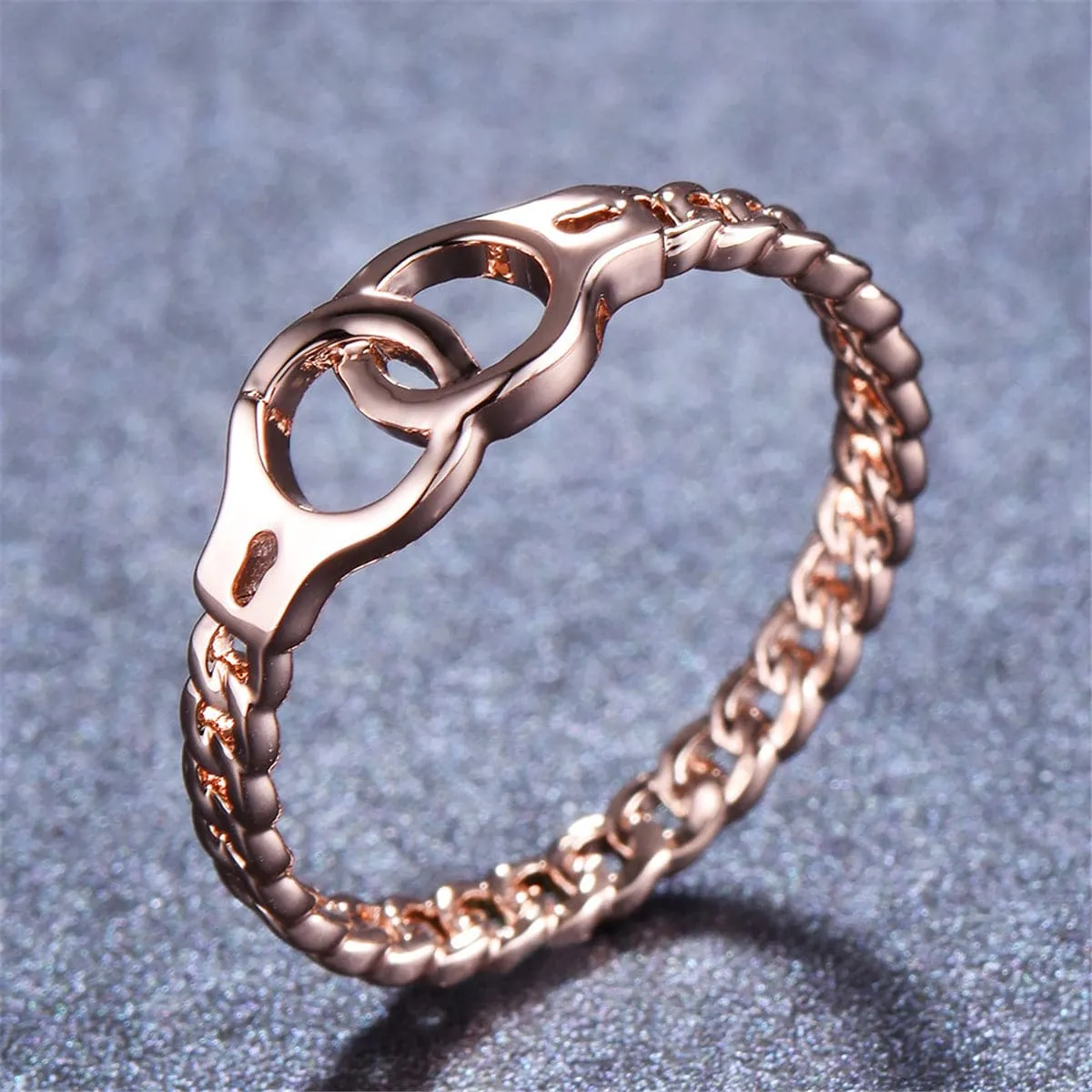 18K Rose Gold-Plated Handcuffs Ring