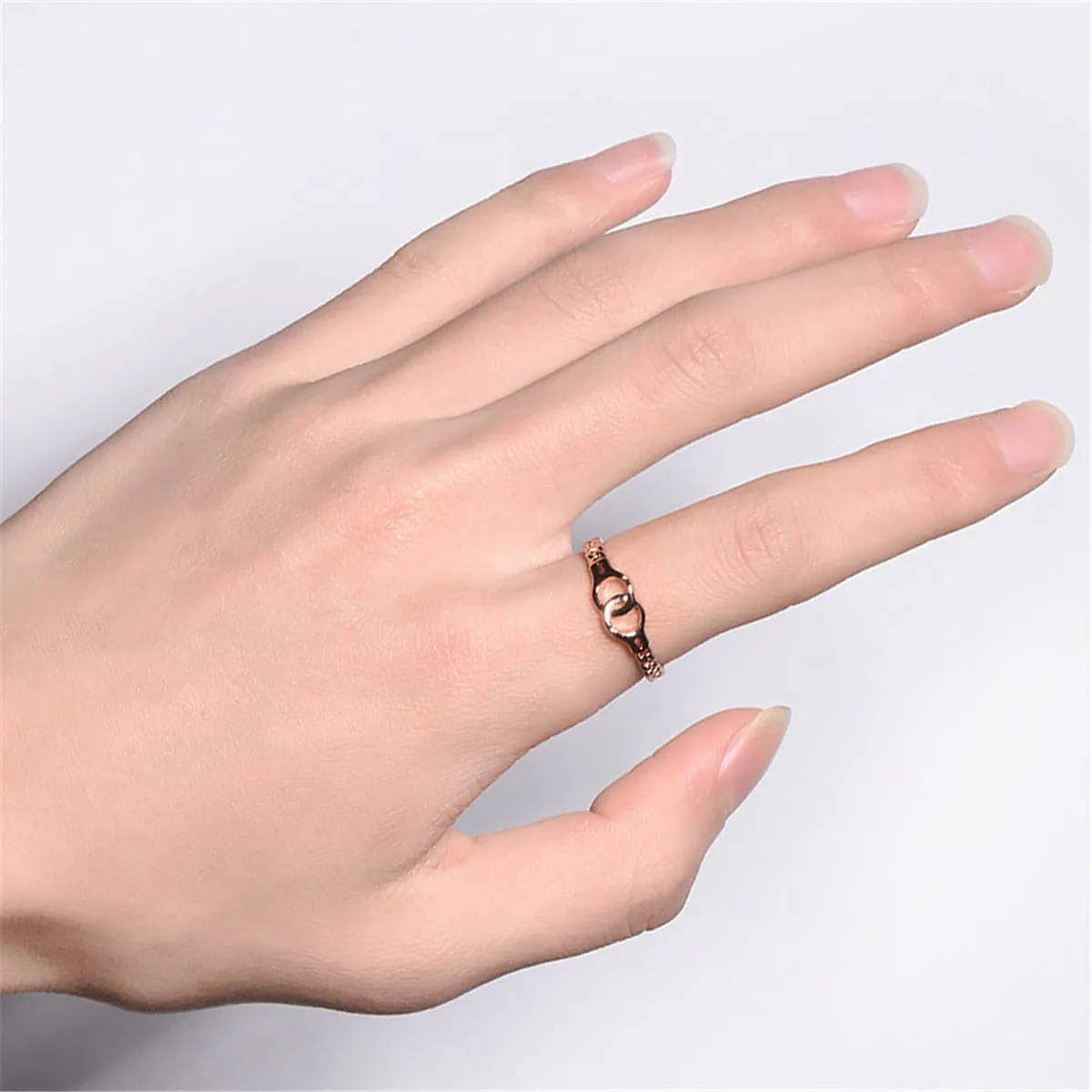 18K Rose Gold-Plated Handcuffs Ring