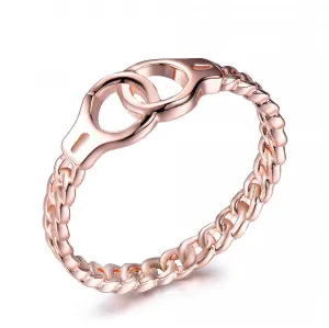 18K Rose Gold-Plated Handcuffs Ring