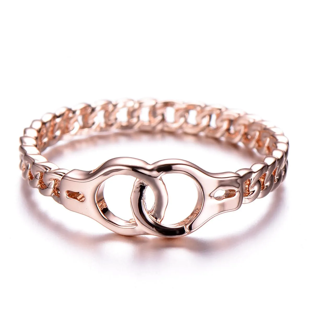 18K Rose Gold-Plated Handcuffs Ring