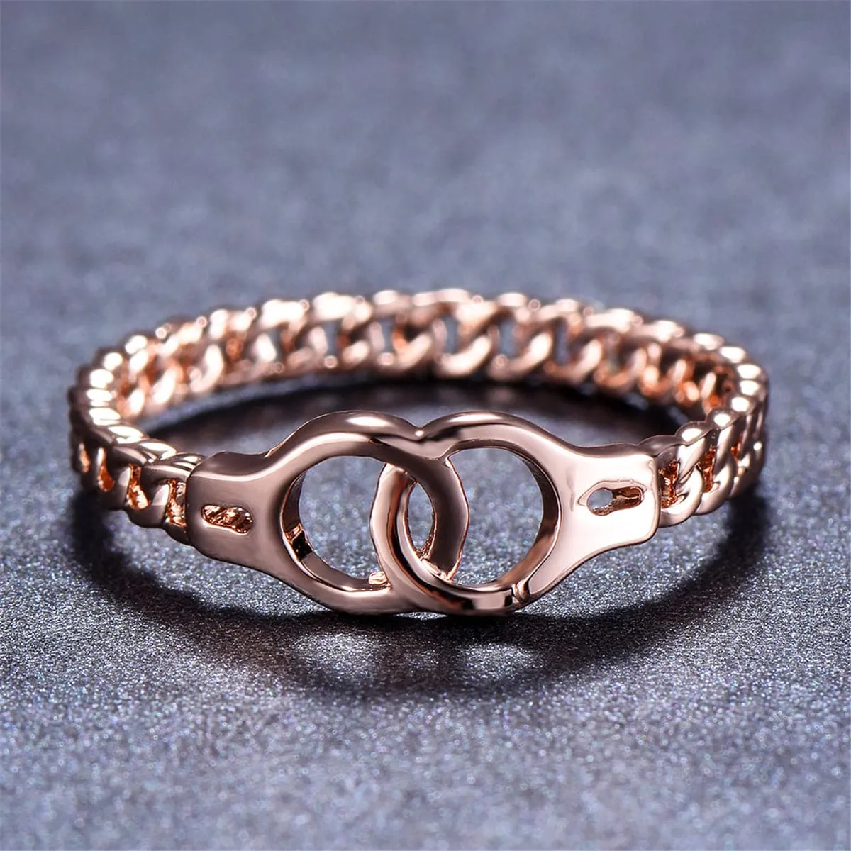 18K Rose Gold-Plated Handcuffs Ring