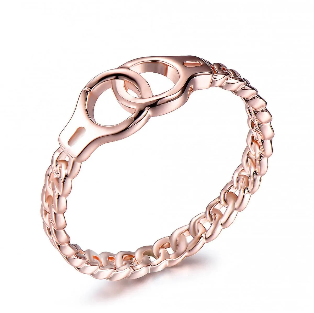 18K Rose Gold-Plated Handcuffs Ring
