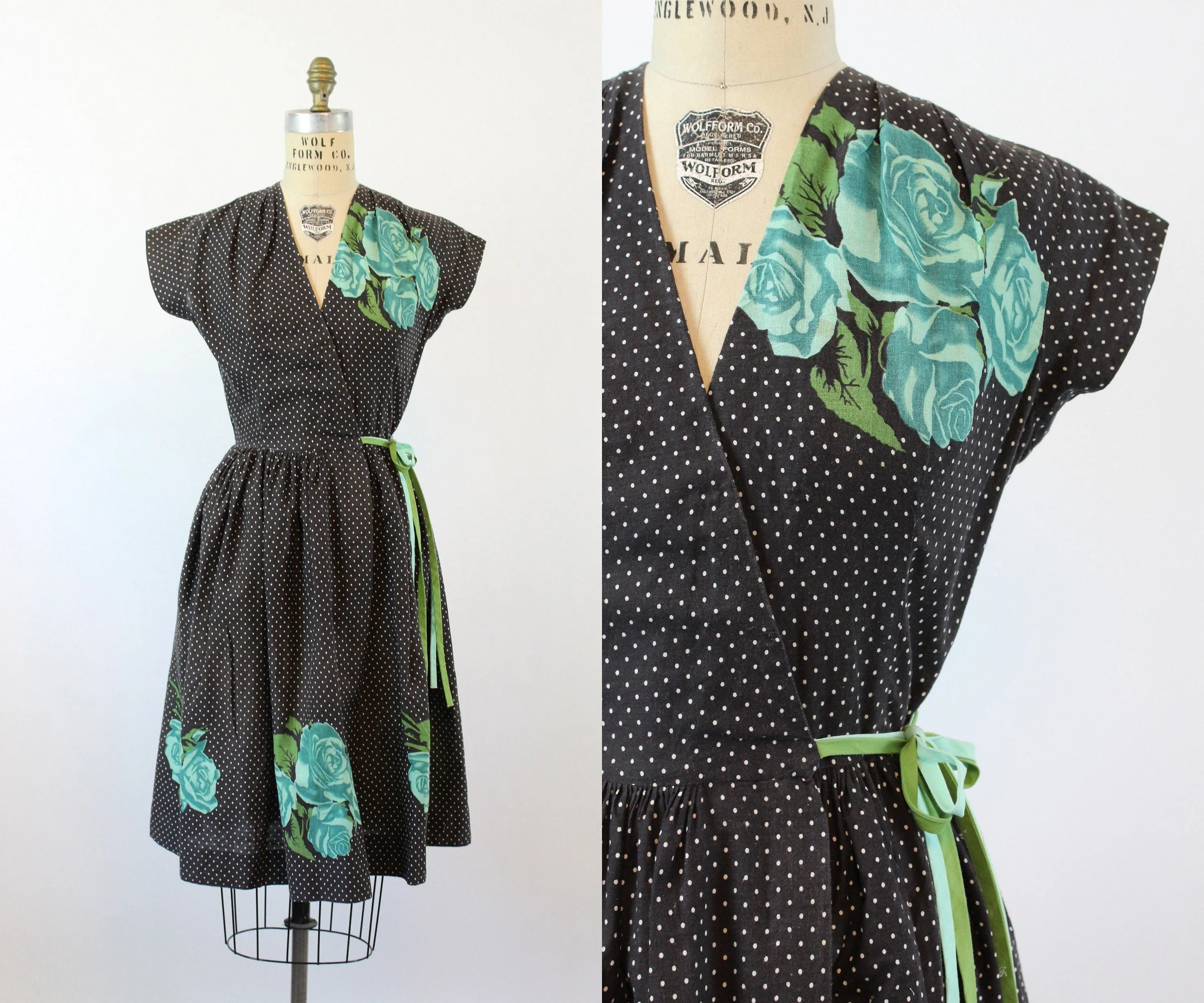 1950s Mode O' Day ROSE WRAP dress small | new spring