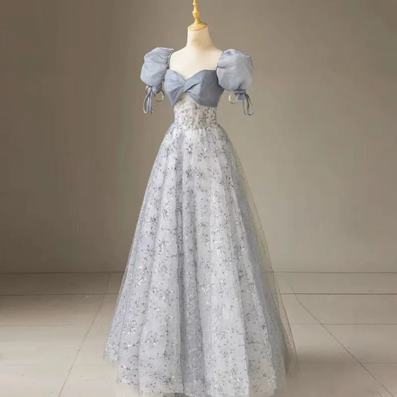 2025 Blue Shoulder Evening Dress  Spring New Premium Toast Adult Birthday Graduation Season Performance Dress