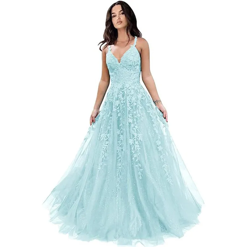 2025New Blue Slim Sexy Leaky Back Toast Clothing Birthday Party Host Skinny Annual Meeting Evening Dress Female