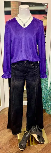 Abigail Stretch Purple Suede Top