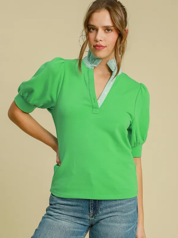 Apple Green Ruffled Neck Top
