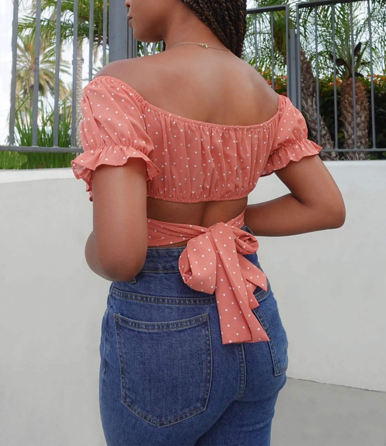 Arabella Polka Dot Crop Top(Pink)
