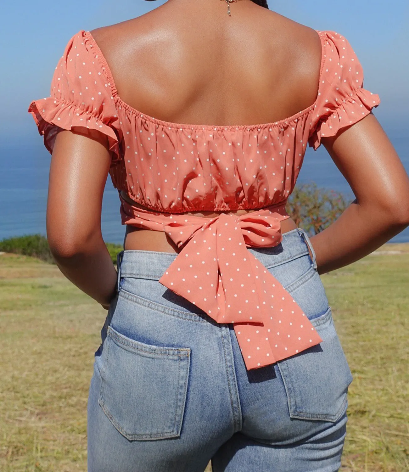 Arabella Polka Dot Crop Top(Pink)