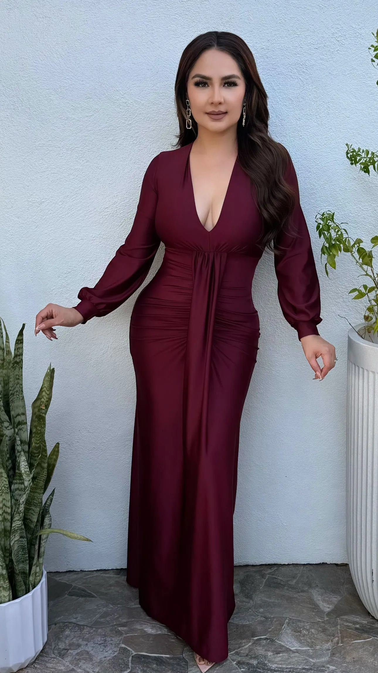 ARIANA BURGUNDY DRESS