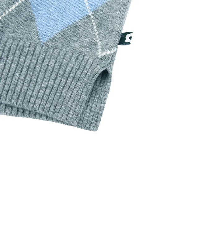 AVEN Wool Cashmere Argyle Vest - Gray