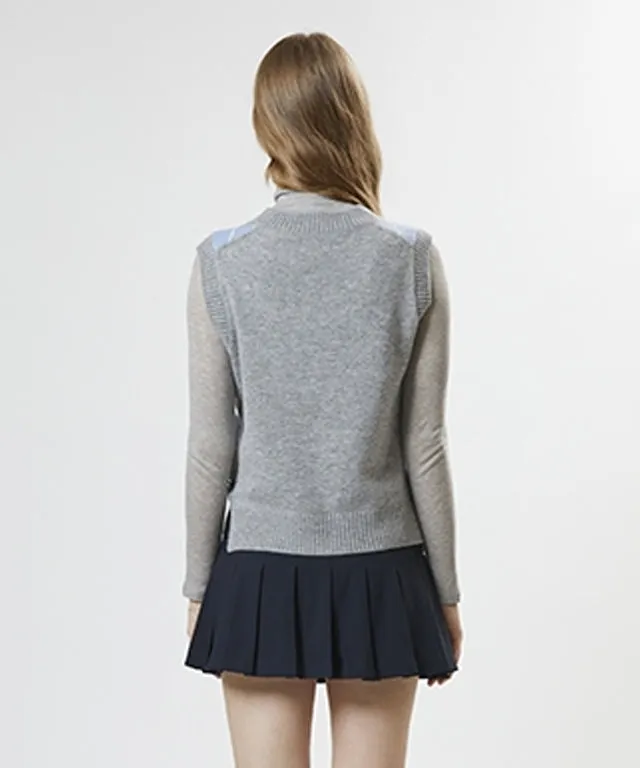 AVEN Wool Cashmere Argyle Vest - Gray