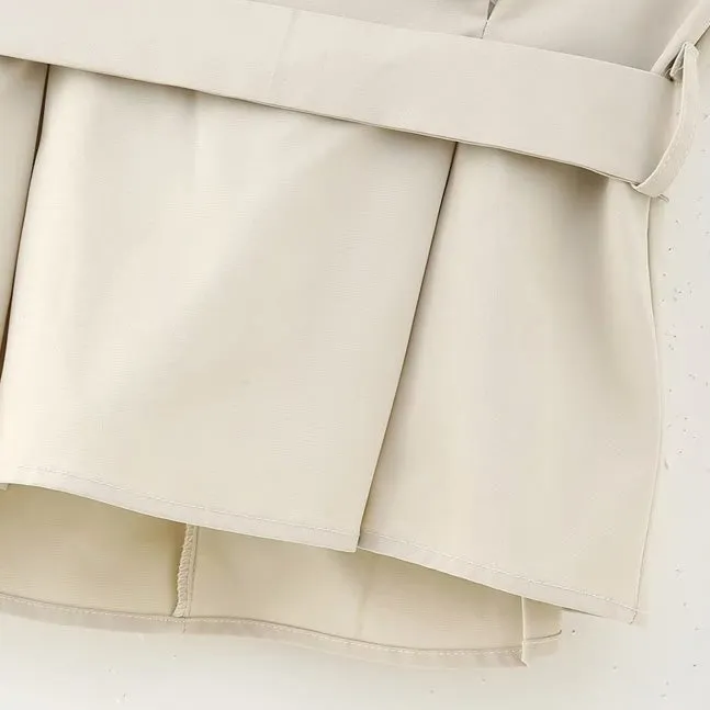 Beige Sleeveless Belted Top