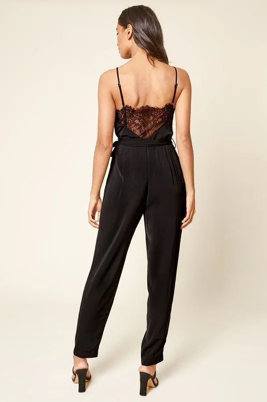 Belted Back Lace Jumpsuit