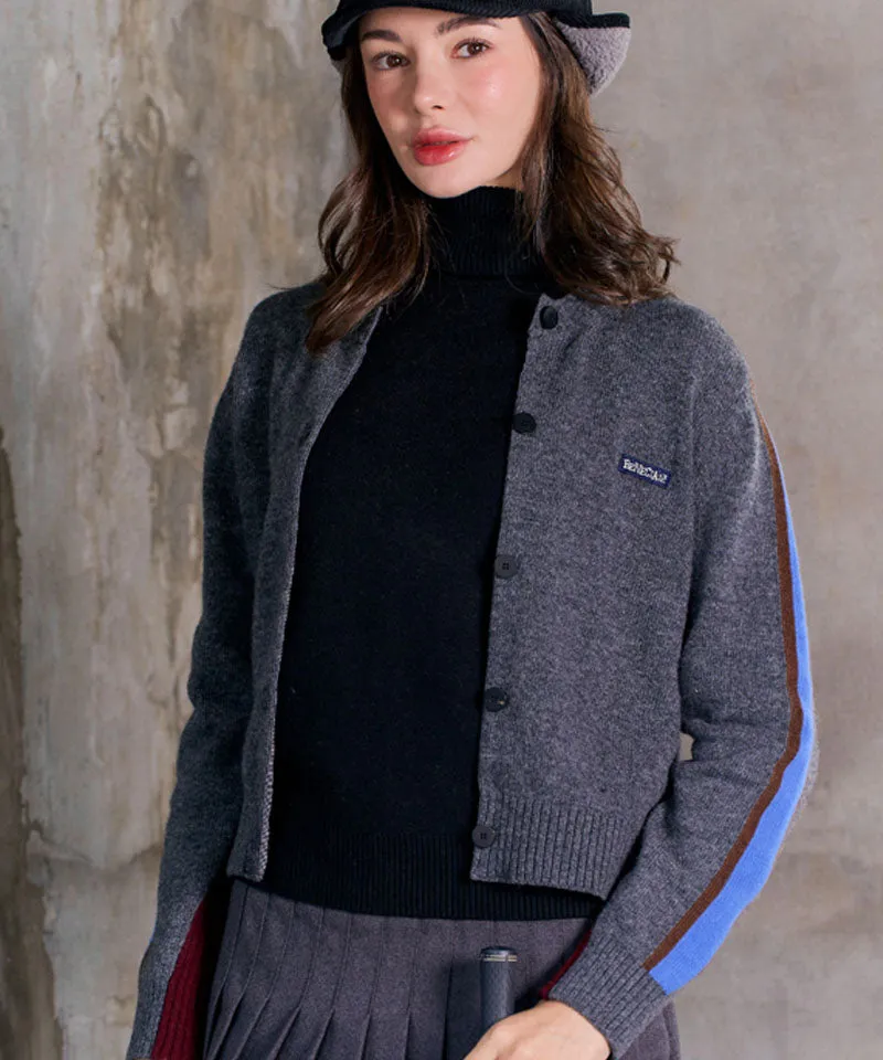 BENECIA 12 Ally Color Block Cardigan - Charcoal Gray