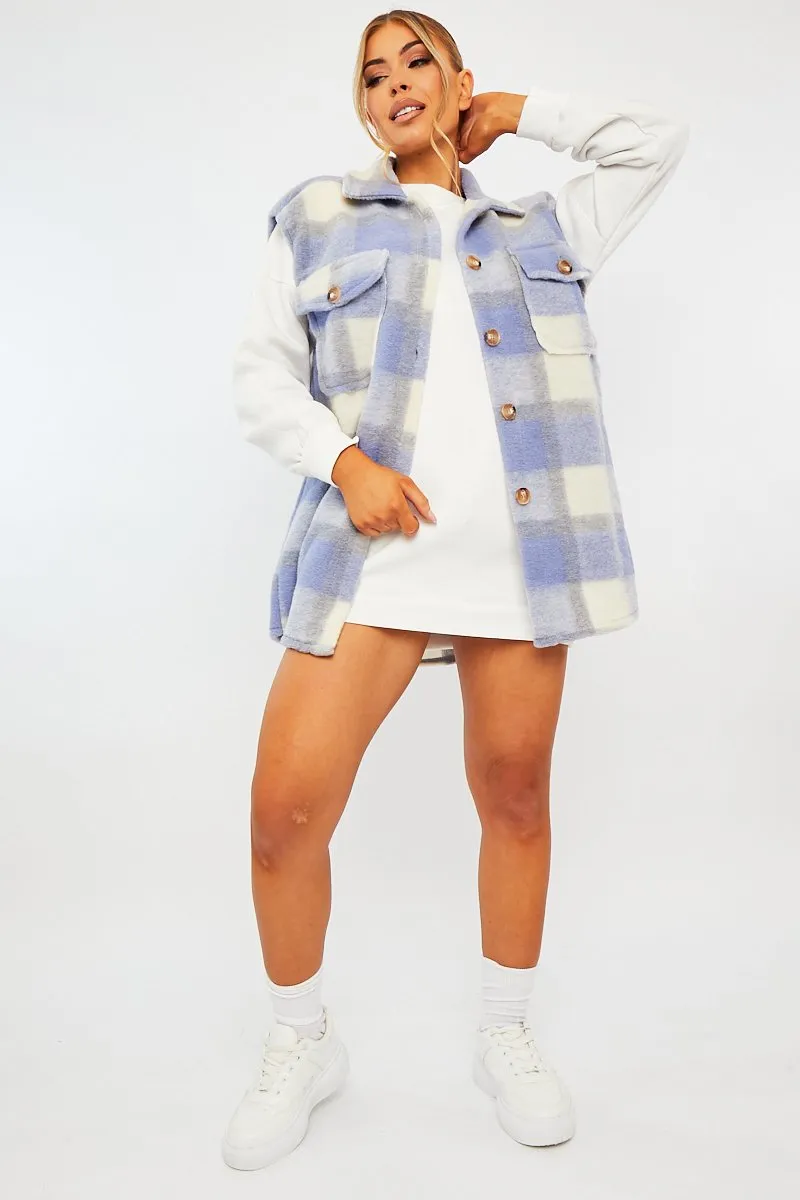 Blue Check Sleeveless Shacket - Brittanie