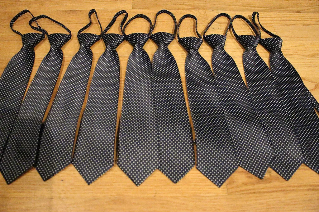 Blue Dotted Kids Zipper Tie with Small White Dots
