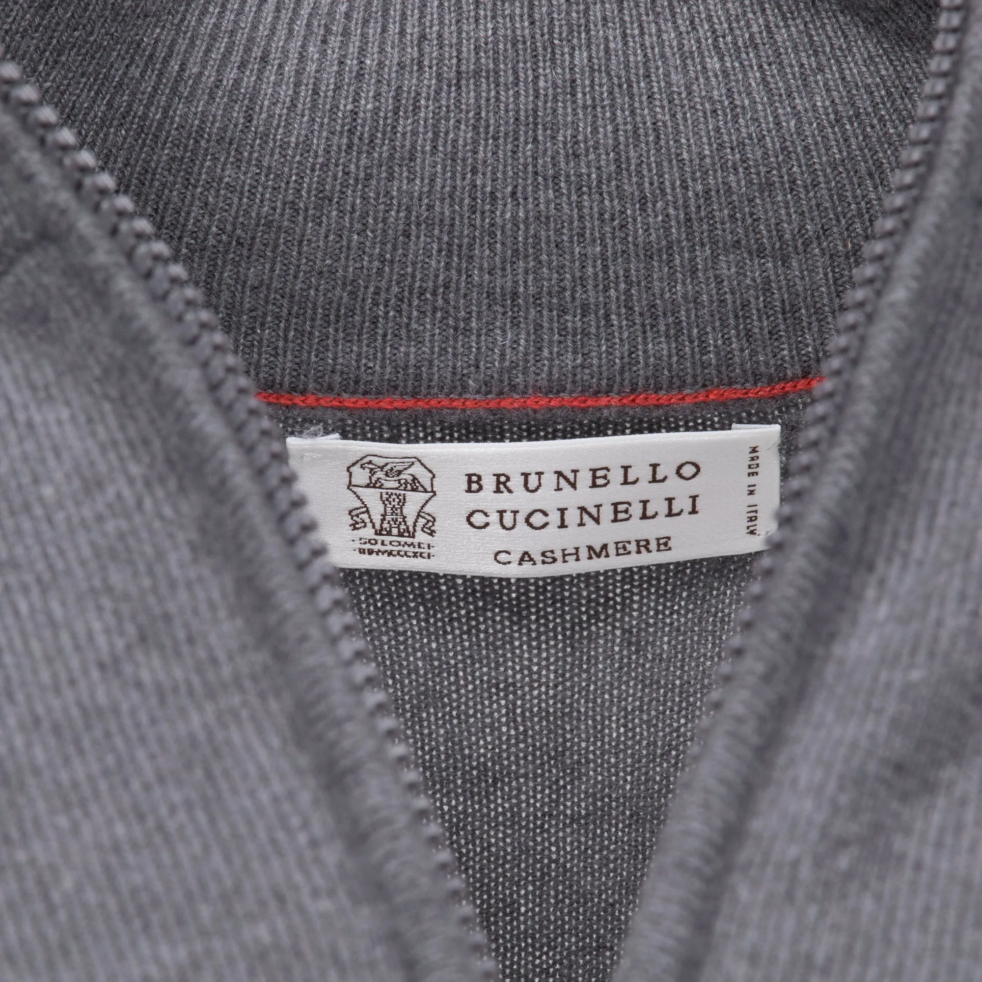 Brunello Cucinelli Lupetto Zip Cashmere Sweater in Gray