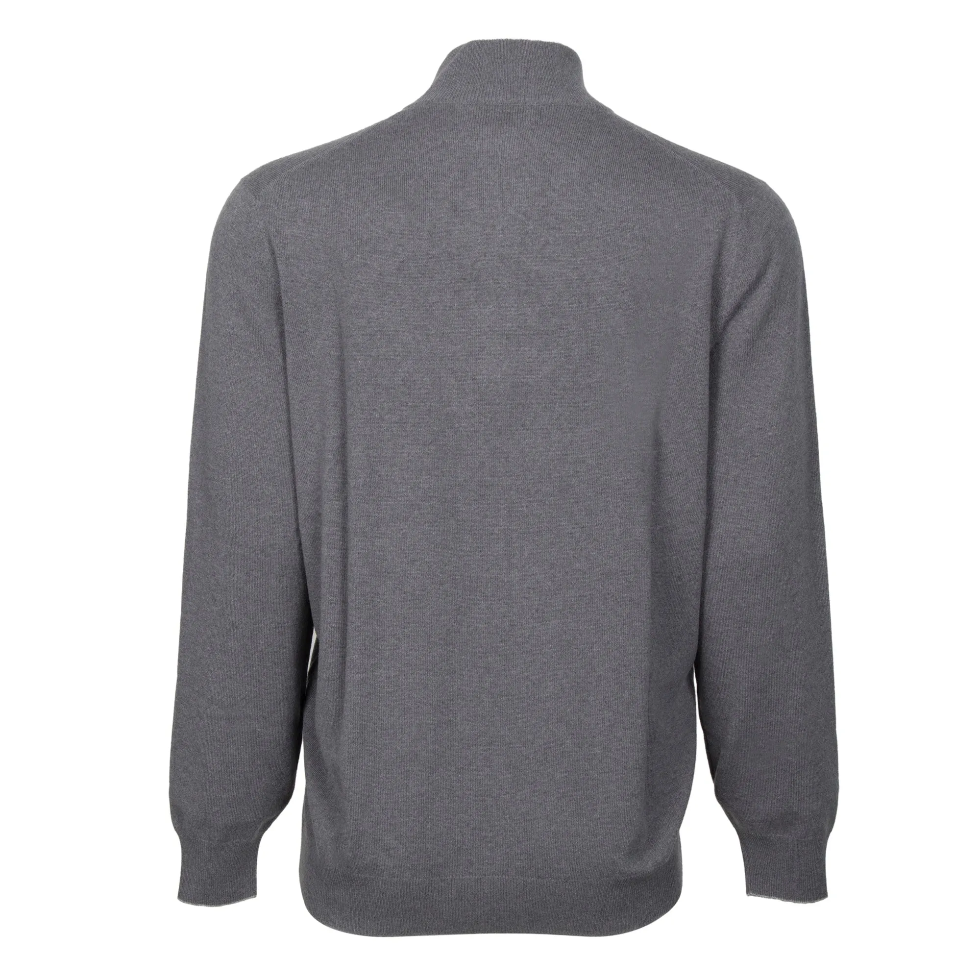 Brunello Cucinelli Lupetto Zip Cashmere Sweater in Gray