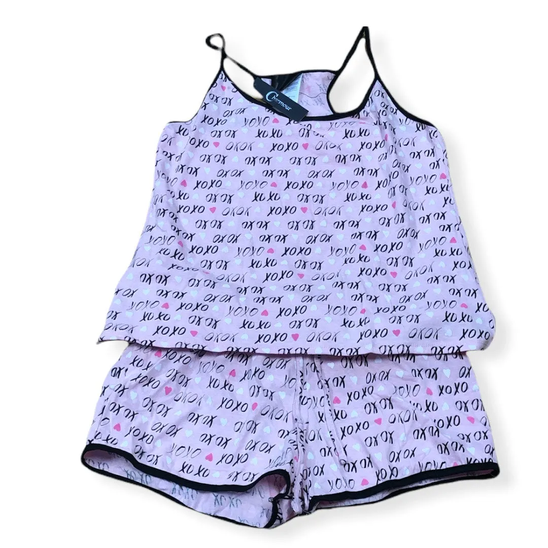 BULK BUY - Women's Two Piece Cotton Jersey Knit Boxer Set with Short Cami (6-Pack)
