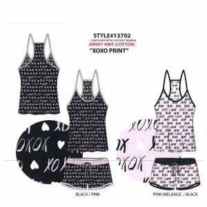 BULK BUY - Women's Two Piece Cotton Jersey Knit Boxer Set with Short Cami (6-Pack)