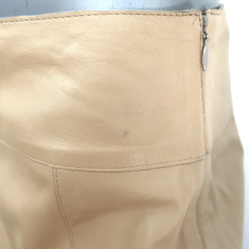 Burberry Pleated Leather Skirt Beige Size US 6