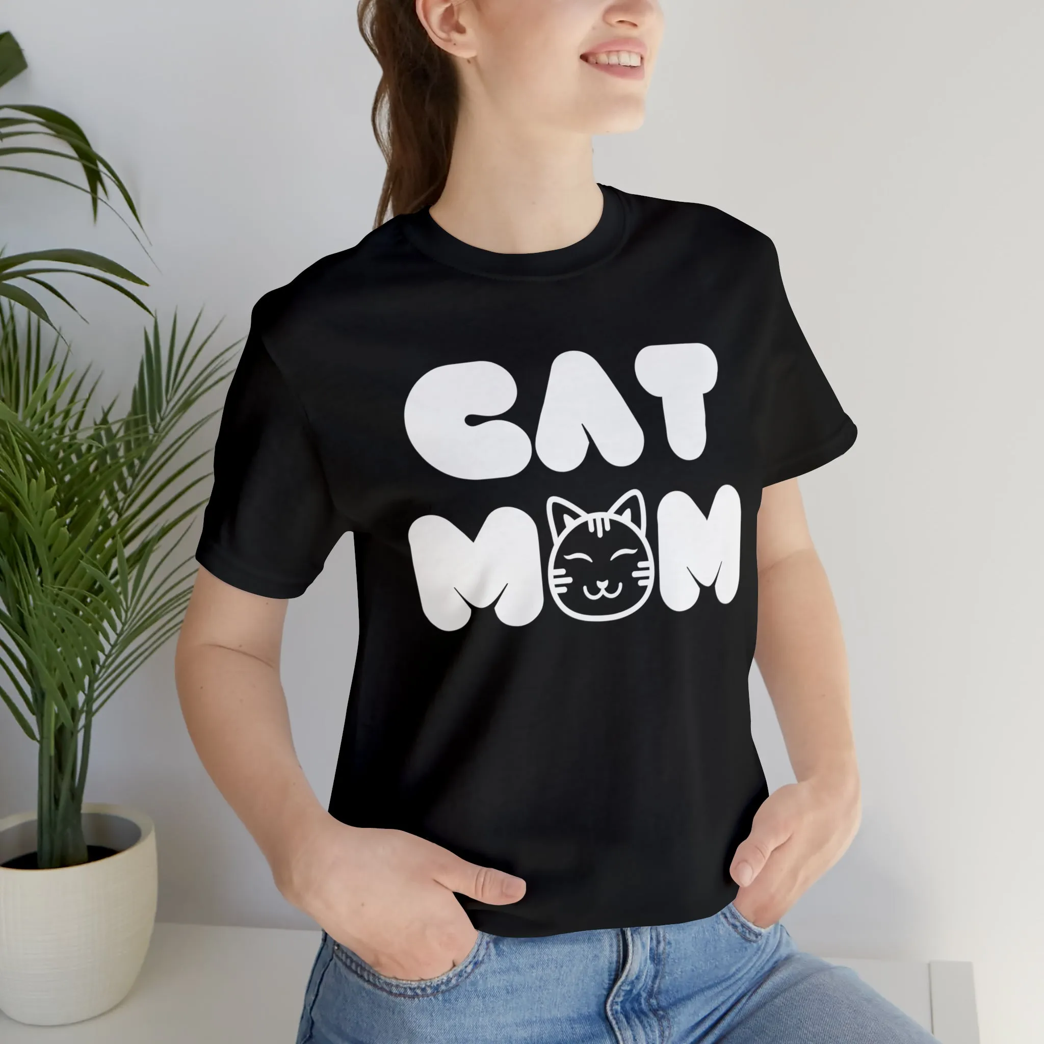 Cat Mom Printed Tee Shirt