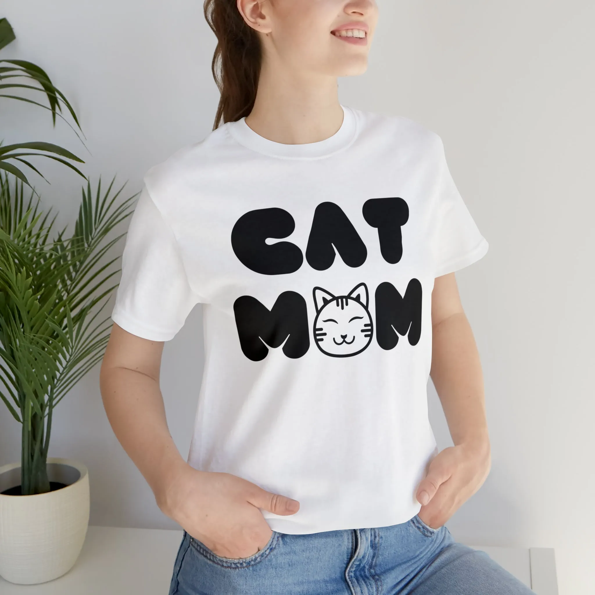 Cat Mom Printed Tee Shirt