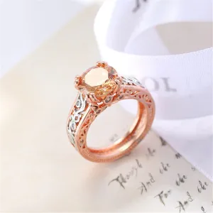 Champagne Crystal & Two-Tone Cocktail Ring