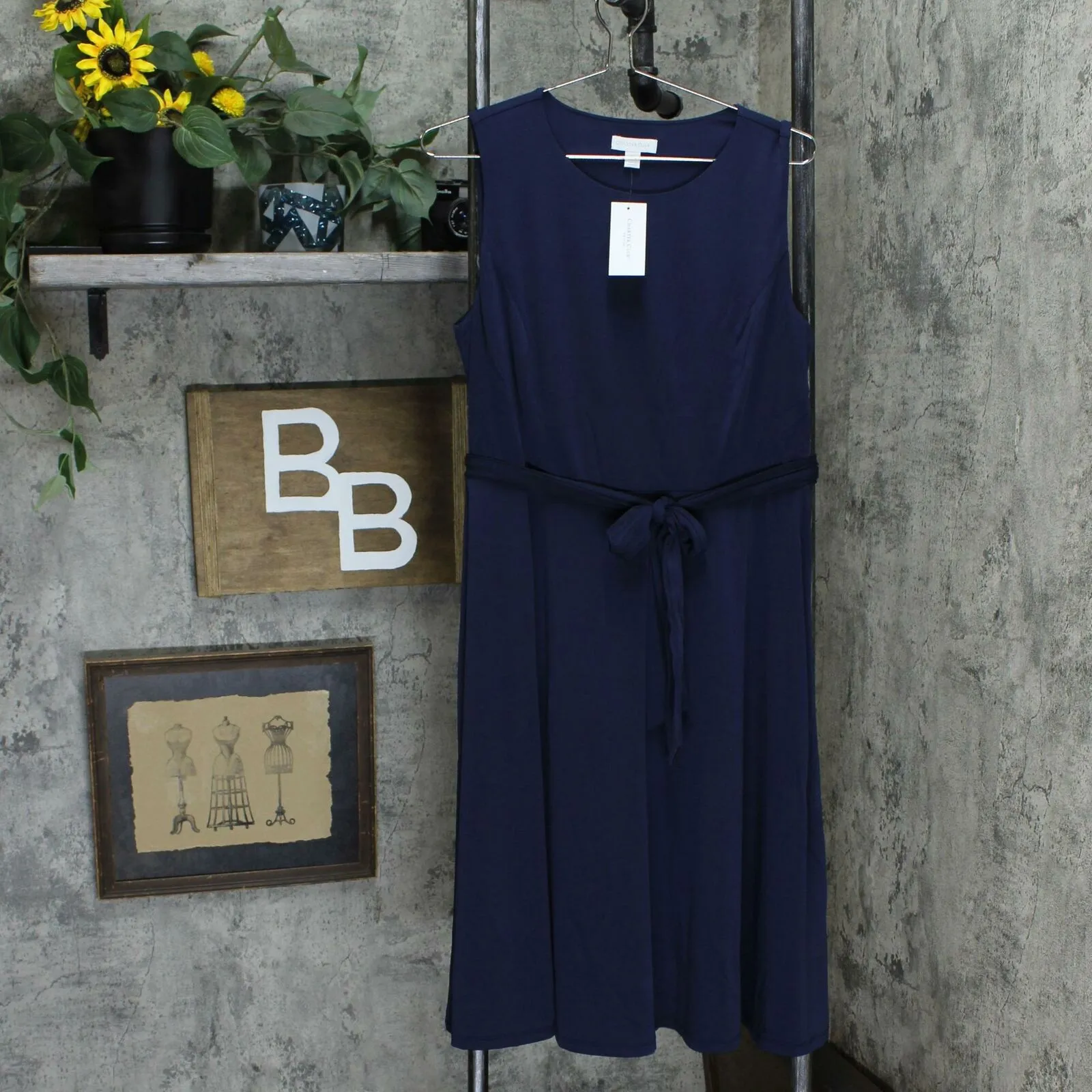 Charter Club Petite Sleeveless Belted Knit Midi Dress