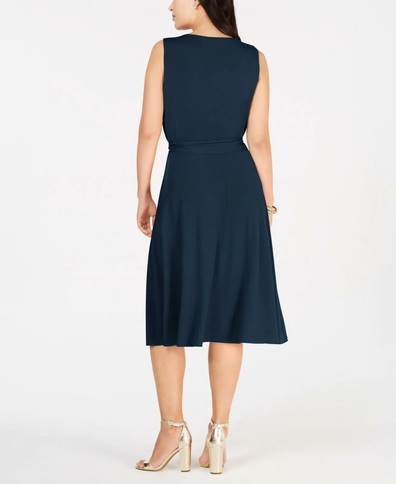 Charter Club Petite Sleeveless Belted Knit Midi Dress