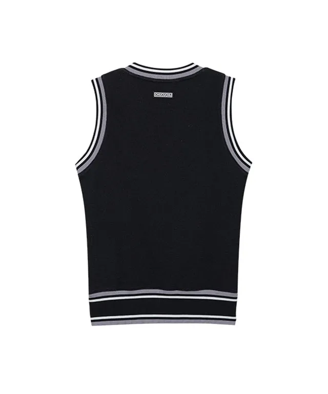CHUCUCHU Pole Check V-Neck Vest - Gray