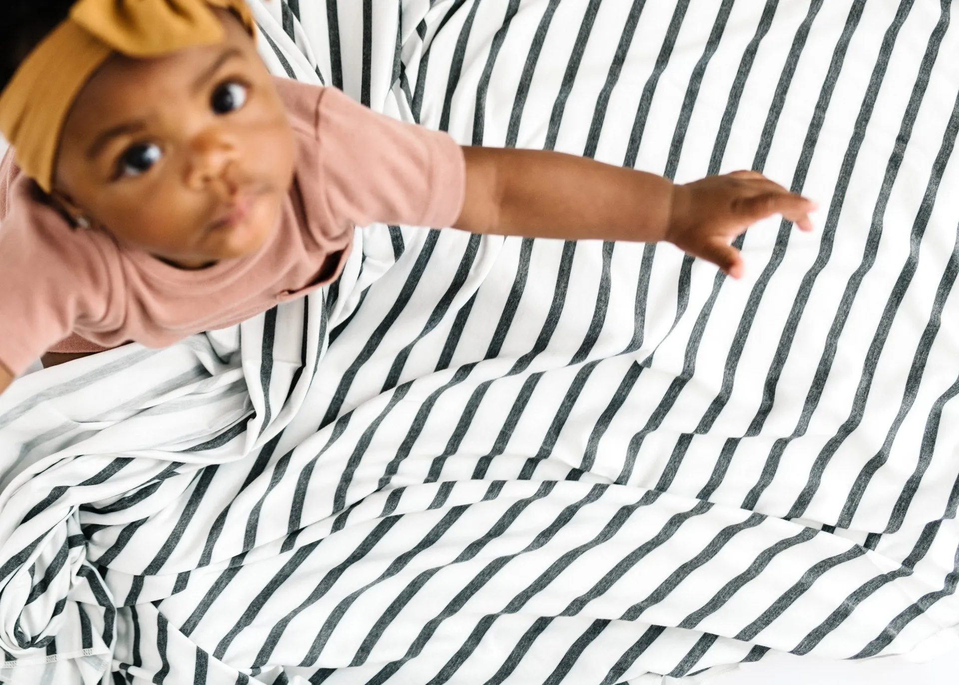 Copper Pearl City Stripe Knit Swaddle Blanket