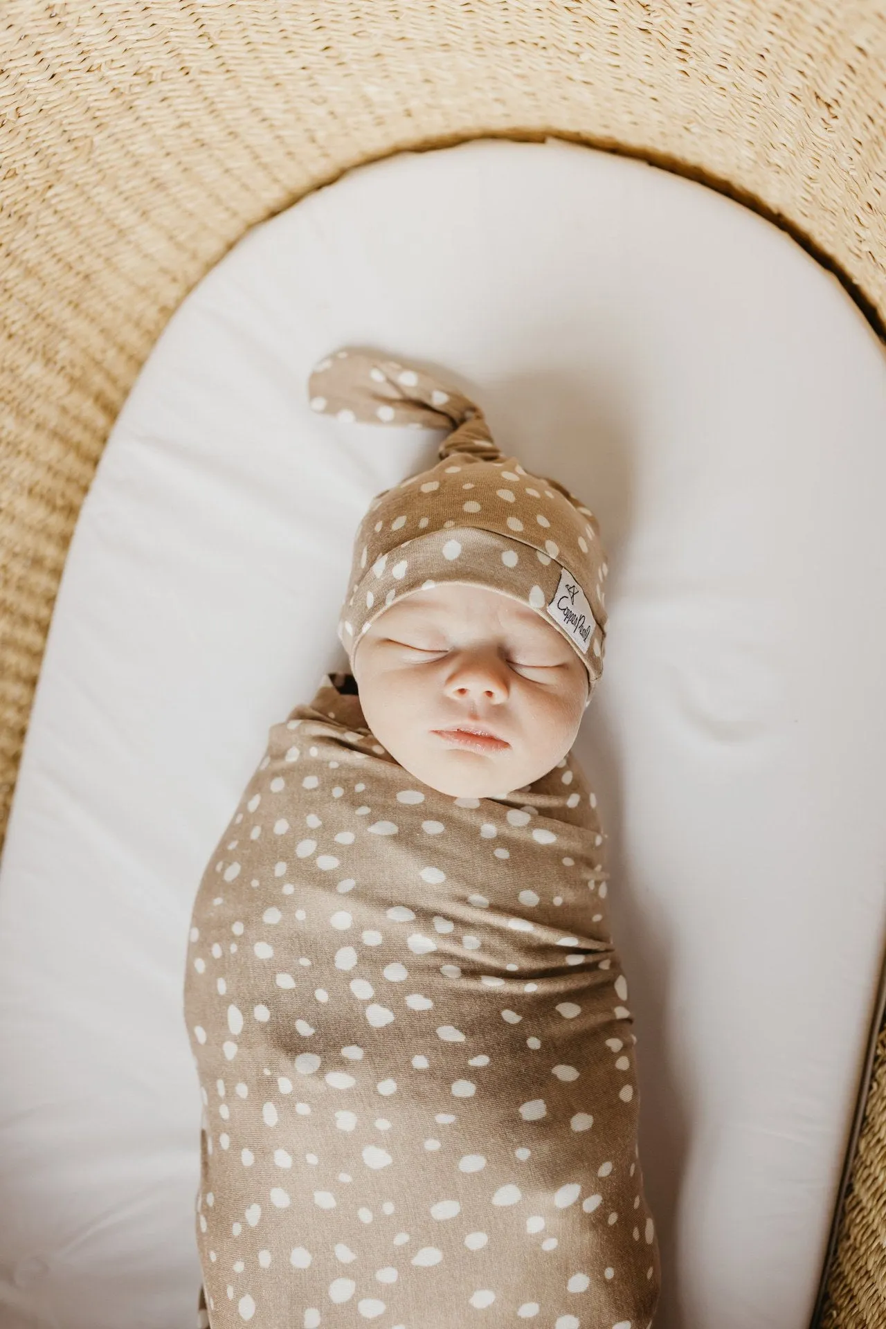Copper Pearl Fawn Knit Swaddle Blanket