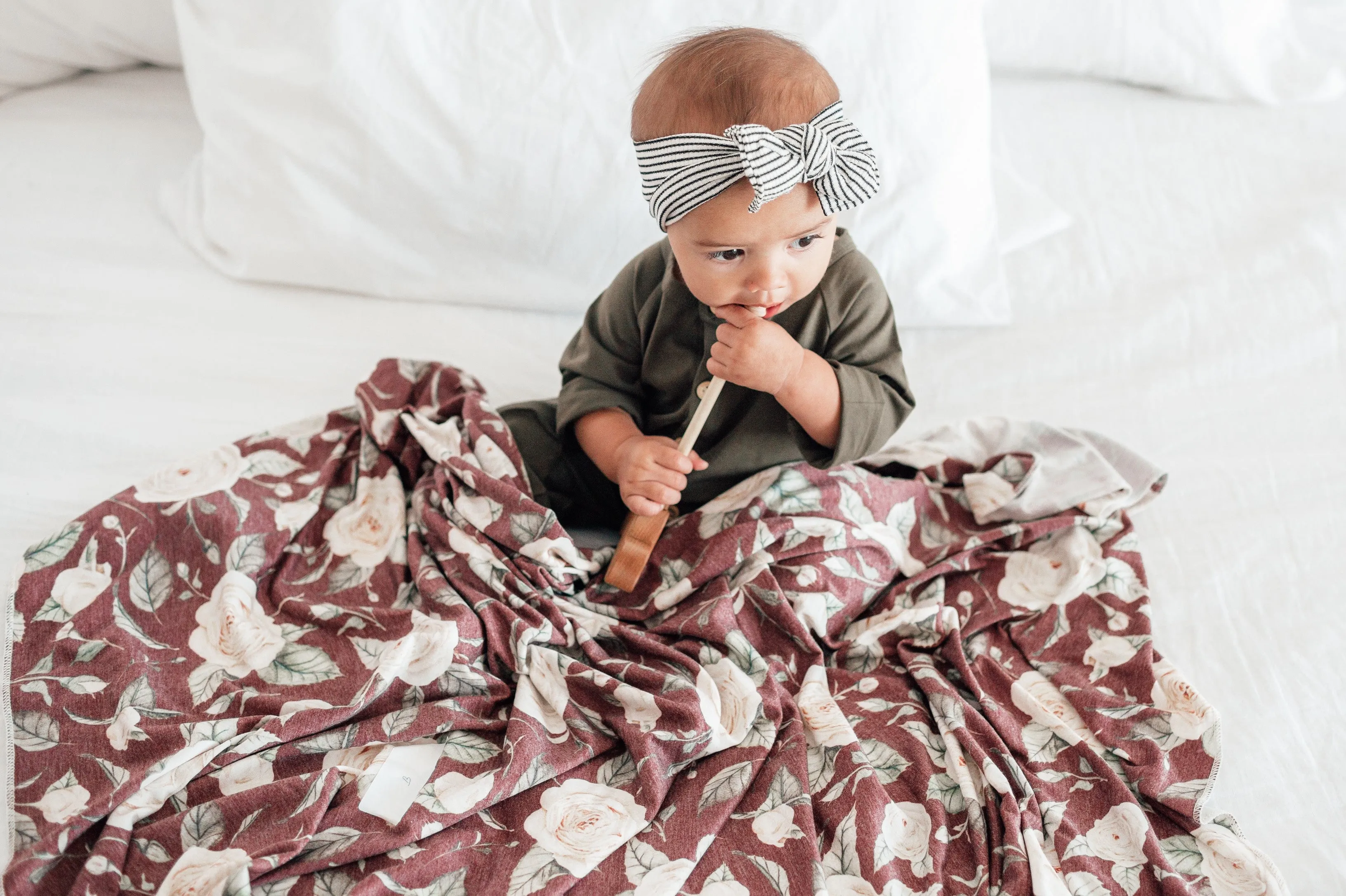 Copper Pearl Scarlet Knit Swaddle Blanket