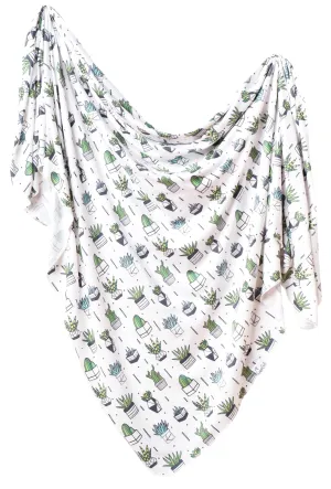 Copper Pearl Shiloh Succulents Knit Swaddle Blanket