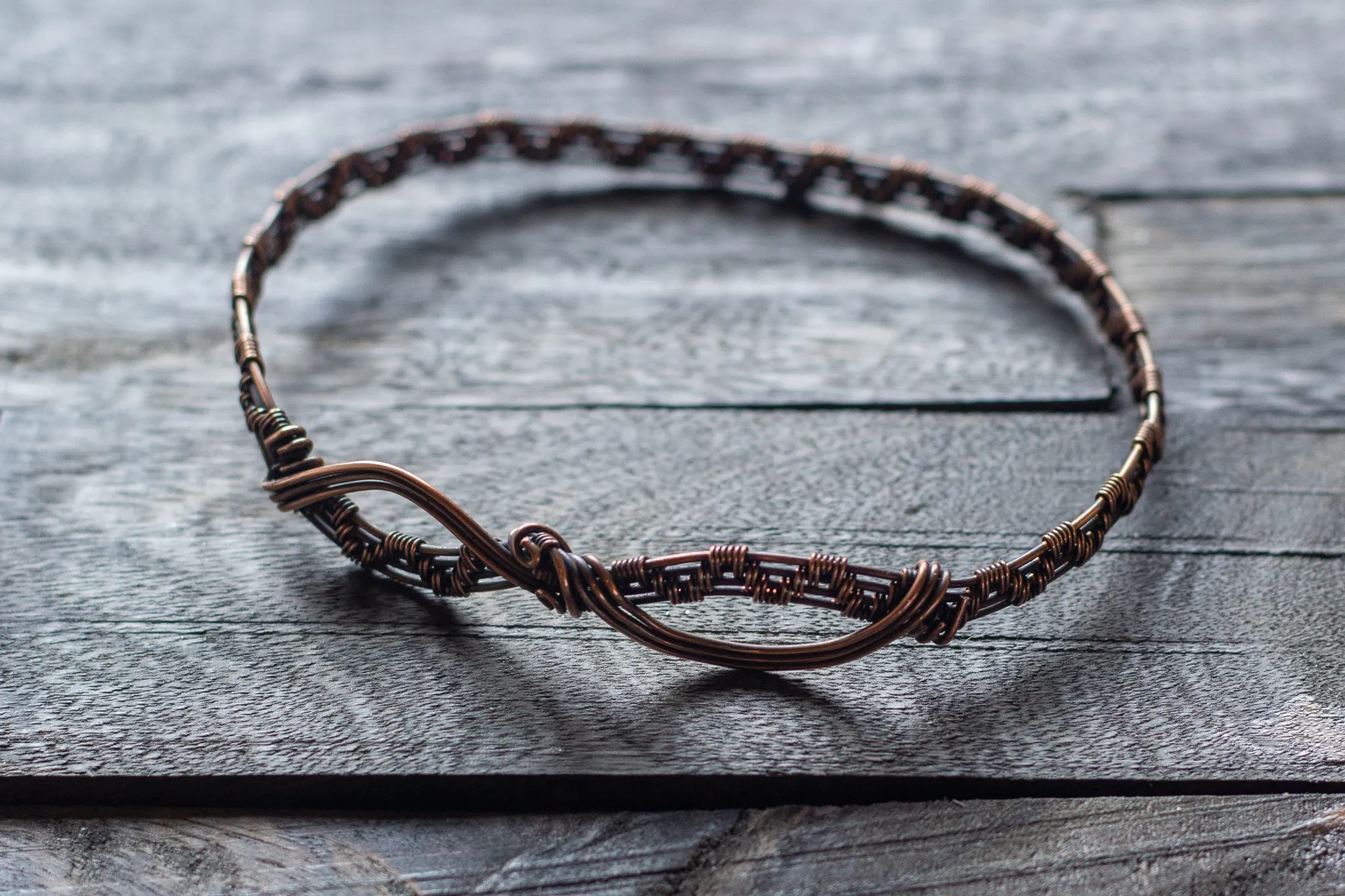 Copper Wire Wrapped Infinity Bangle