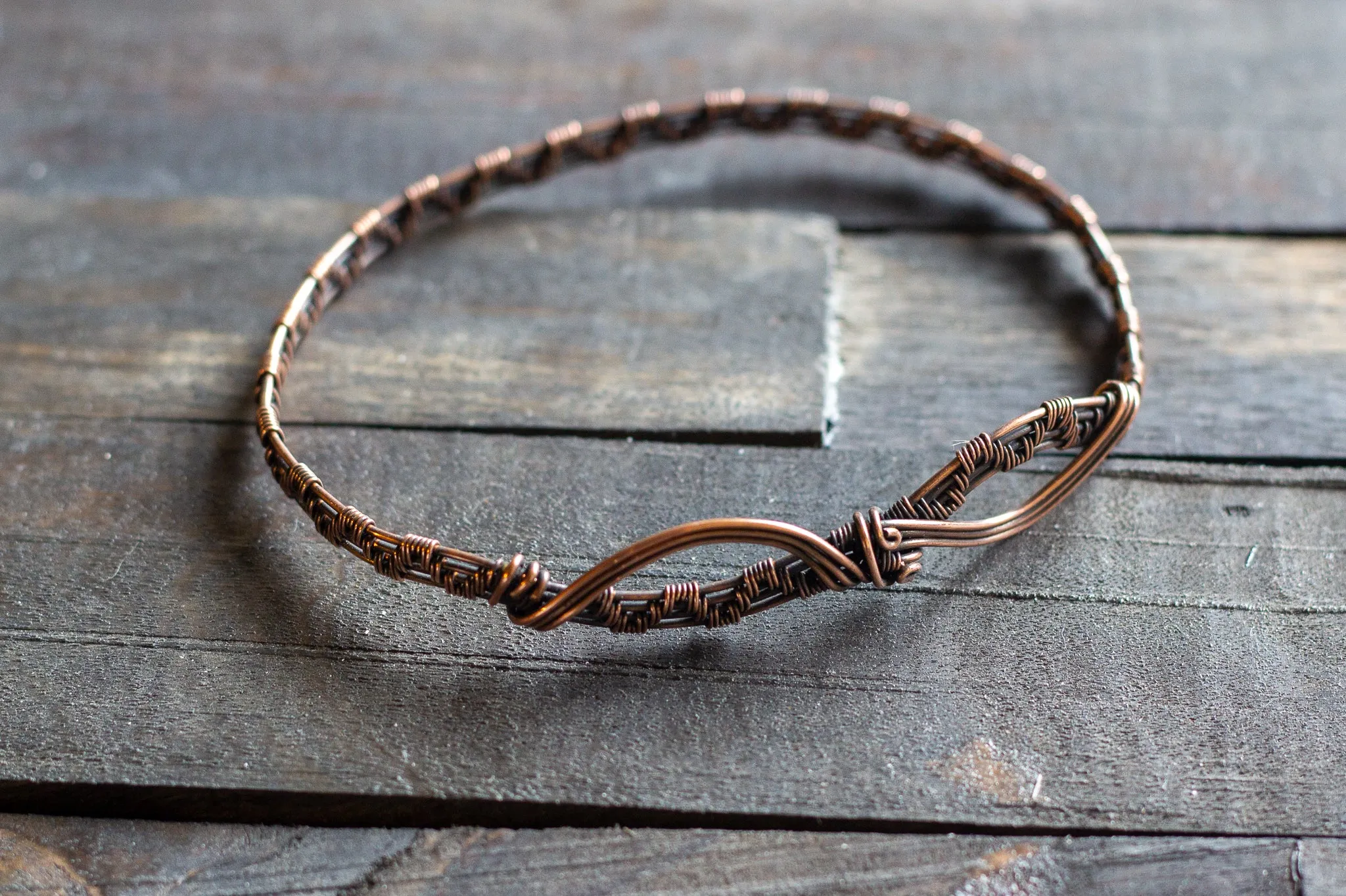 Copper Wire Wrapped Infinity Bangle