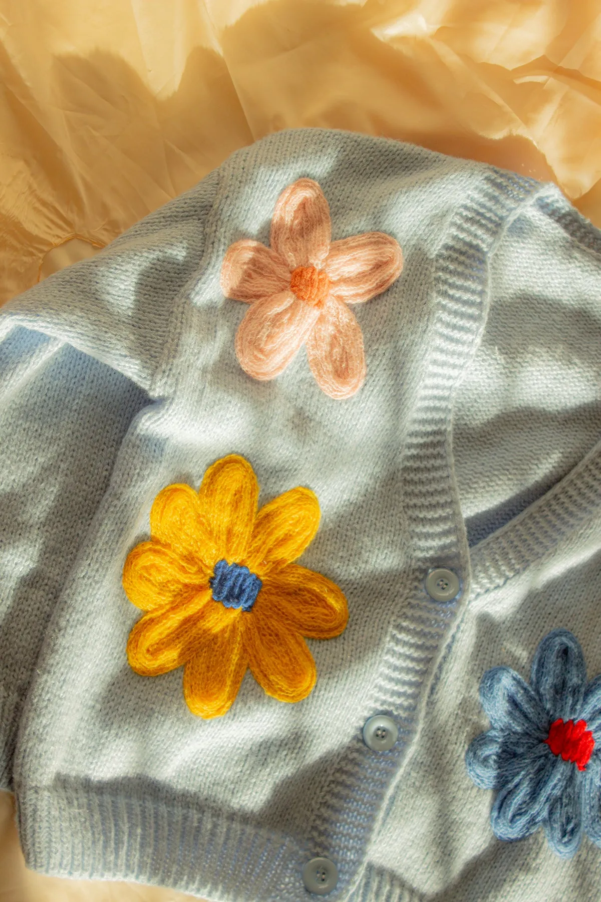 Crochet Applique Bold Floral Cardigan