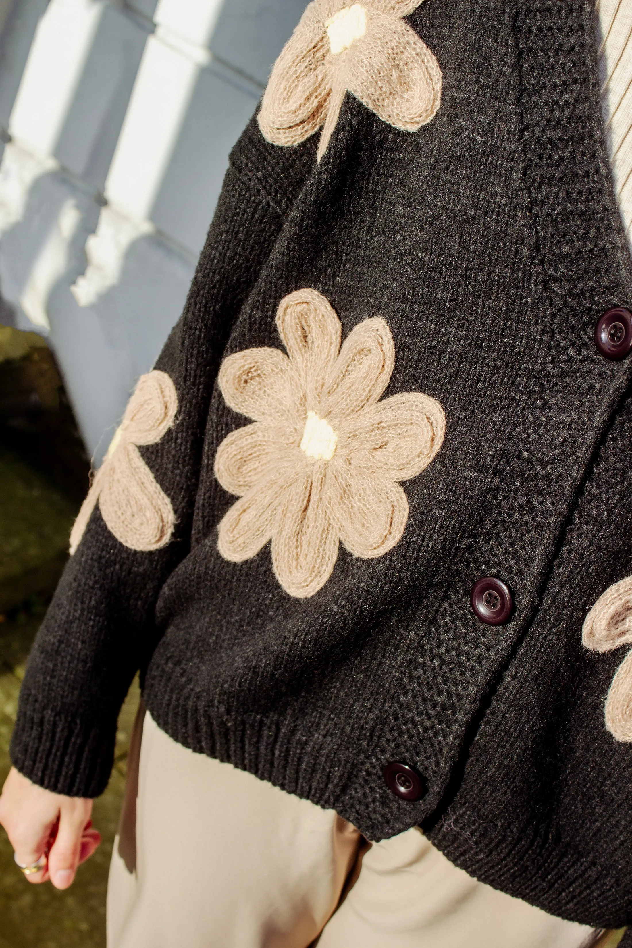 Crochet Applique Bold Floral Cardigan