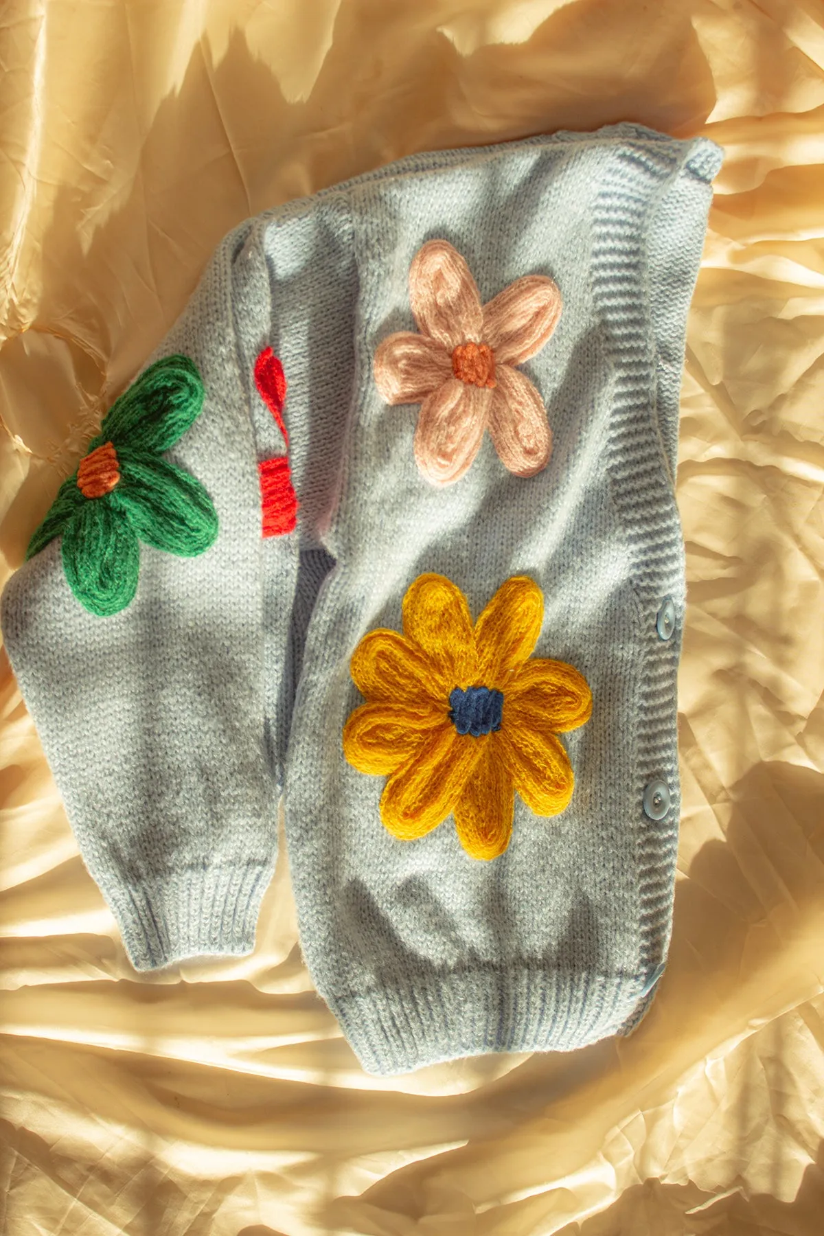 Crochet Applique Bold Floral Cardigan