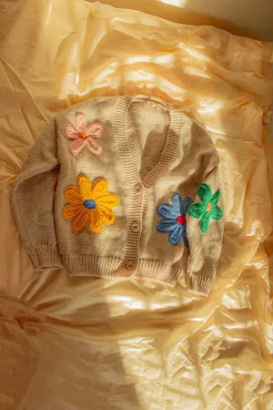 Crochet Applique Bold Floral Cardigan