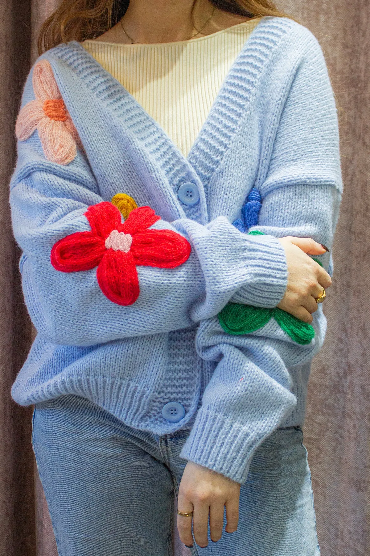 Crochet Applique Bold Floral Cardigan