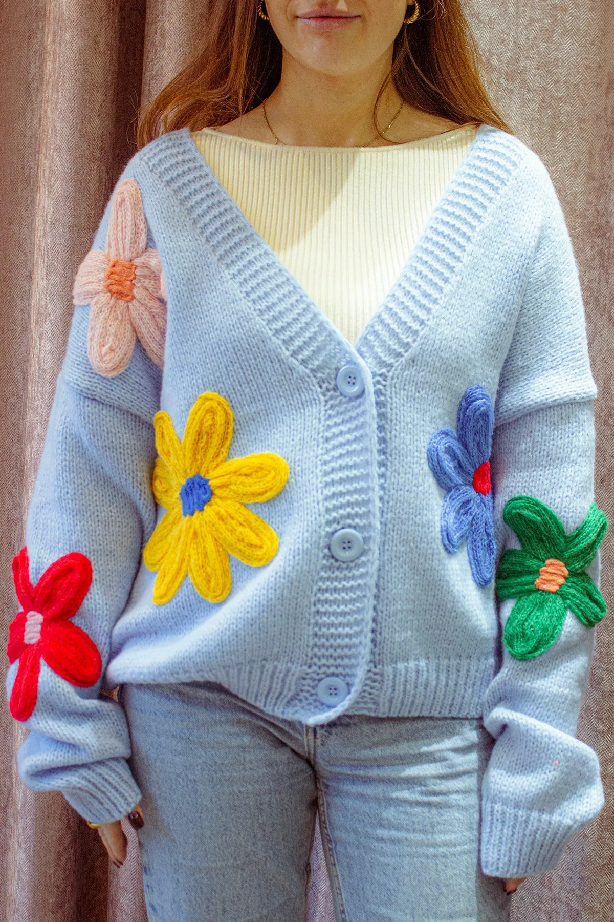 Crochet Applique Bold Floral Cardigan